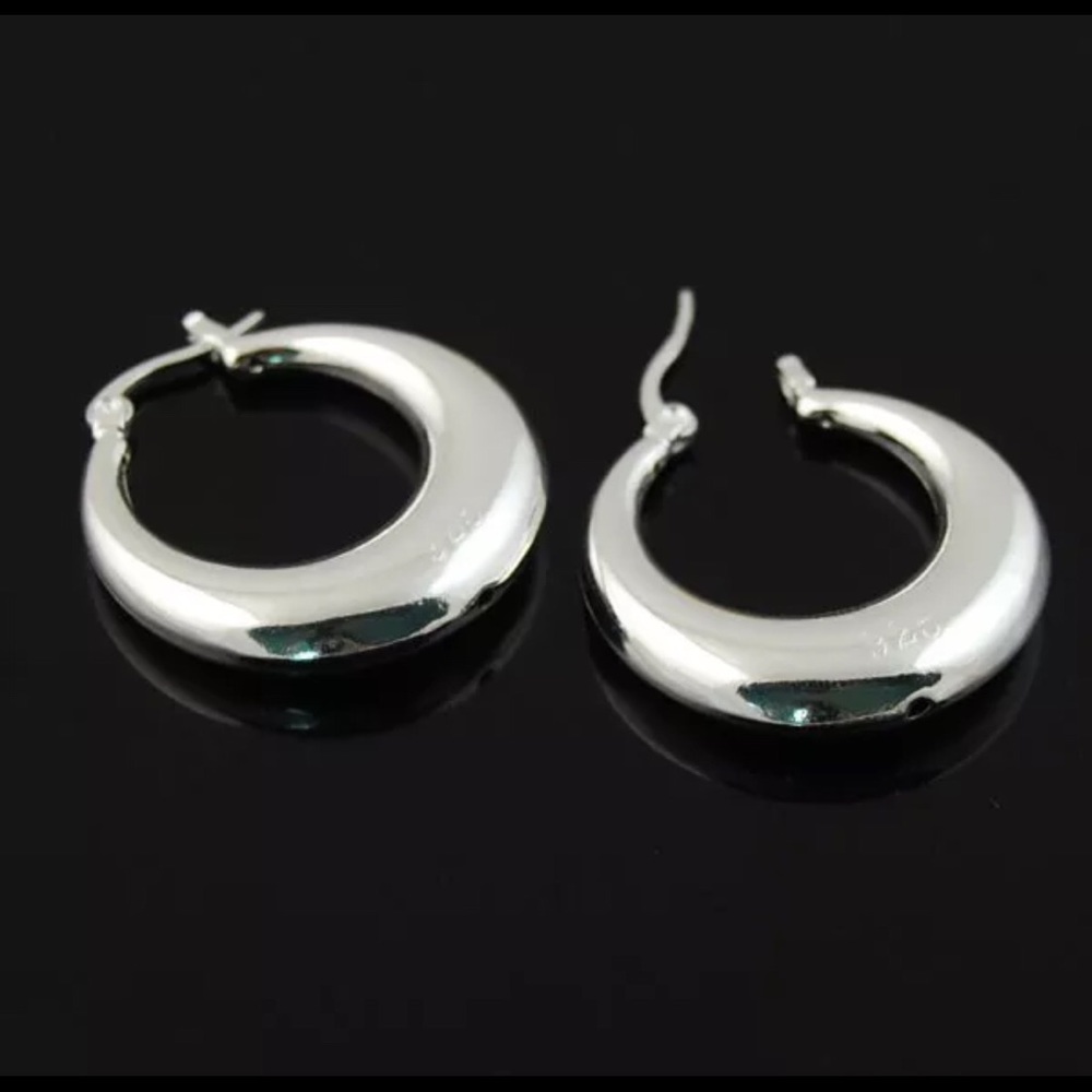 Classic Moon 🌙 Shaped Silver Plated Hoops